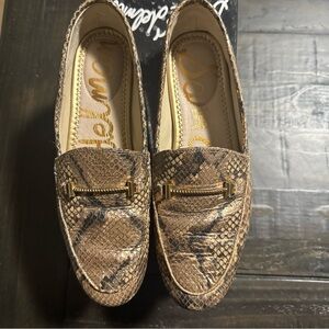 Sam Edelman Tan Snake Print Loafers